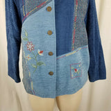 Alfred Dunner Petites Patchwork Embroidered Chenille Blazer Jacket Womens 10P