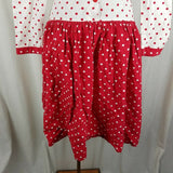 Vintage Handmade Red Polka Dots Dress Drop Waist Gathered Twirl Skirt Womens S