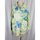 Orvis Yellow Floral Blue Flowers Art to Wear Jean Denim Shirt Jacket Womens S