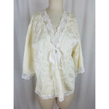 Vintage Victoria's Secret Lace Satin Bed jacket Sash Short Robe Womens S USA 70s