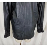 Vintage The Violetta Black Leather Pleated Ruched Jacket Coat Womens 38 80s 90s