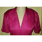 Vintage Santa Fe Woven Zip Up Front Hot Pink Fuchsia Bodycon Dress Womens 8 Sexy