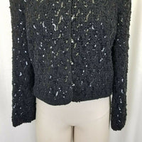 Ursula of Switzerland Heavily Sequined Black Satin Blazer Jacket Womens 12P USA