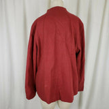 Winter Silks Open Front Collarless Sweater Jacket Womens XL Rust Asian Mock Neck