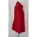 Calvin Klein Wool Long Peacoat Medium Length Coat Womens M Red Double Breasted