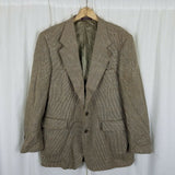 Evan Picone Filenes Wool Checked Sport Coat Jacket Blazer Mens 44 Brown Tan USA