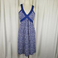 Boden CrissCross Halter Summer Twirl Dress Sundress Womans 4 Blue Geometric