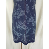 Floral Flowers Denim Blue Jean Wiggle Bodycon Summer Sundress Dress Womens sz S