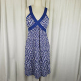 Boden CrissCross Halter Summer Twirl Dress Sundress Womans 4 Blue Geometric