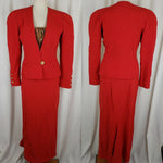 Ann Lawrence Heavily Beaded Long Maxi Dress Suit Jacket Womens 8 FORMAL GOWN Red