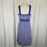 Boden CrissCross Halter Summer Twirl Dress Sundress Womans 4 Blue Geometric