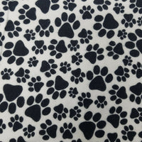 Black & White Paw Prints Fabric Screenprinted Approx 1/2 yard Dogs Cats Puppies