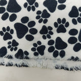 Black & White Paw Prints Fabric Screenprinted Approx 1/2 yard Dogs Cats Puppies