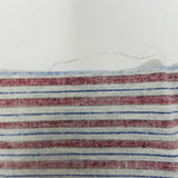 Screenprinted Striped Cotton Fabric Vintage 1 yard Red Blue White Pinstripes Red