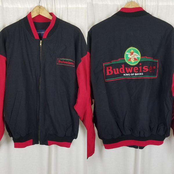 Vintage Budweiser Swingster Cotton Canvas Chambray Bomber Baseball Jacket Mens L