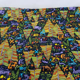 Vintage Whimsical Abstract WIld Animals Fabric 2.5 Yards Material Psychedelic