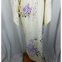 Vintage MARUKYO Kimono Wrap Maxi Robe Purple Made in Japan Asian Cosplay 57” Tie