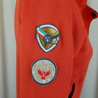 B by Burton Orange Funnel Neck Zip Up Sweatshirt Sweater Jacket Womens S Patches