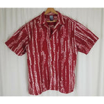 Vintage US Expedition Short Sleeve Painted Camp Polo Hawaiian Shirt Mens XL Red