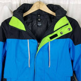 Gerry Boys Azure Blue Rainwear Hooded Colorblock Winter Jacket Parka Kids 10 12