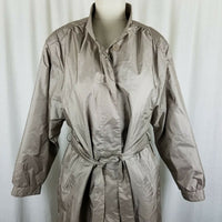 Windsor Bay Metallic Sheen Puffer Parka Long Maxi Trench Coat Womens 8 Tie Belt