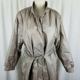 Windsor Bay Metallic Sheen Puffer Parka Long Maxi Trench Coat Womens 8 Tie Belt