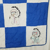 Chief Papoose Squaw Native Teddy Bears Baby Quilt Wall Art Tapestry Gingham VTG