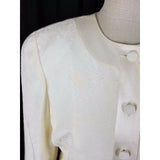 Vintage Andrew Harvey Collarless Floral Brocade Blazer Jacket Womens 8 USA Ivory