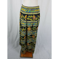 Vintage Asian Inspired Koi Fish Print Pleated Long Maxi Skirt Womens S Jupe-Fix