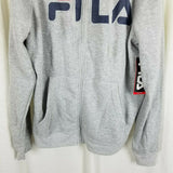 Fila Training Spell Out Logo Full Zip Up Gray Hoodie Sweatshirt Mens M Gray NWT