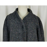 Vintage Saril Black Wool Speckled Short Peacoat Bomber Jacket Womens L USA Knit