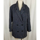 Vintage BBI Wool Black Double Breasted Peacoat Coat Womens 10 Speckled Tweed 80s