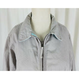 LL Bean Sunwashed Gray Canvas Zip Up Short Barn Coat Denim Jean Jacket Womens L