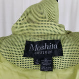 Moshita Couture Green Checked Black Piping Wide Lapel Blazer Jacket Womens 12