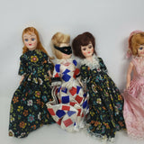 Vintage Mid Century Dolls 7 in Jester Victorian Ball Gowns Lot of 6 Sleepy Eyes