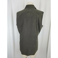 Jessica Holbrook Faux Suede Microfiber Sleeveless Button Up Shirt Top Womens L
