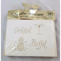 Vintage MCM Castle Cocktail Buffet Invitations Tiki Martinis 50s Mid Century USA