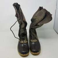 LL Bean Waxed Coated Canvas Tall Boots Womens 9M Waterproof Rubber Duck USA New