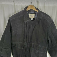 County Seat Black Leather Jacket Aviator Flight Bomber Mens L Full Zip