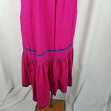 Vintage 70s Sea Wind Applique Hawaiian Dress MuuMuu Womens L Bright Pink Blue