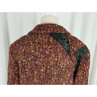 Vintage 80s CanvasBacks Wool Silk Patchwork Art to Wear Woven Jacket Womens 14