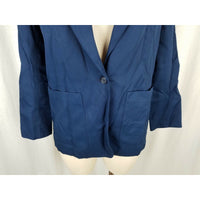 Vintage LL Bean Navy Blue Single Button Up Boyfriend Blazer Jacket Womens 4 USA