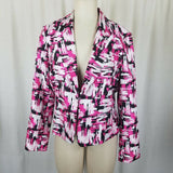 Jones New York Studio Separates Abstract Fuchsia Pink Jacket Blazer Womens 12