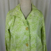 LL Bean Floral All Weather Cotton Barn Trench Coat Womens S Lime Green OAPX8