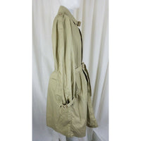 Vintage Fox Knapp Belted Placket Front Lightweight Rain Trench Coat Mens M Khaki