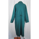 London Fog Towne Cape Top Wool Lined Cinch Waist Spy Trench Coat Womens 12 Green