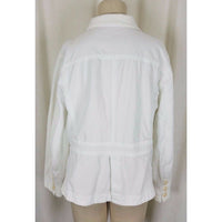 LL Bean Petites White Corduroy Button Up Fit & Flare Blazer Jacket Womens sz 16P