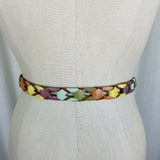 G.H. Bass Colorful Leather Chain Link Loops Braided Buckle Belt Womens M 36"