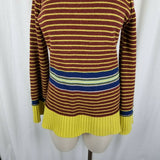 Ginka 100% Lambswool Horizontal Striped Turtleneck Sweater Womens M Retro 70s