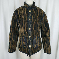 Fuzzy Brushed Cotton Velvet Like Reversible Jacket Blazer Womens S 80s Textured